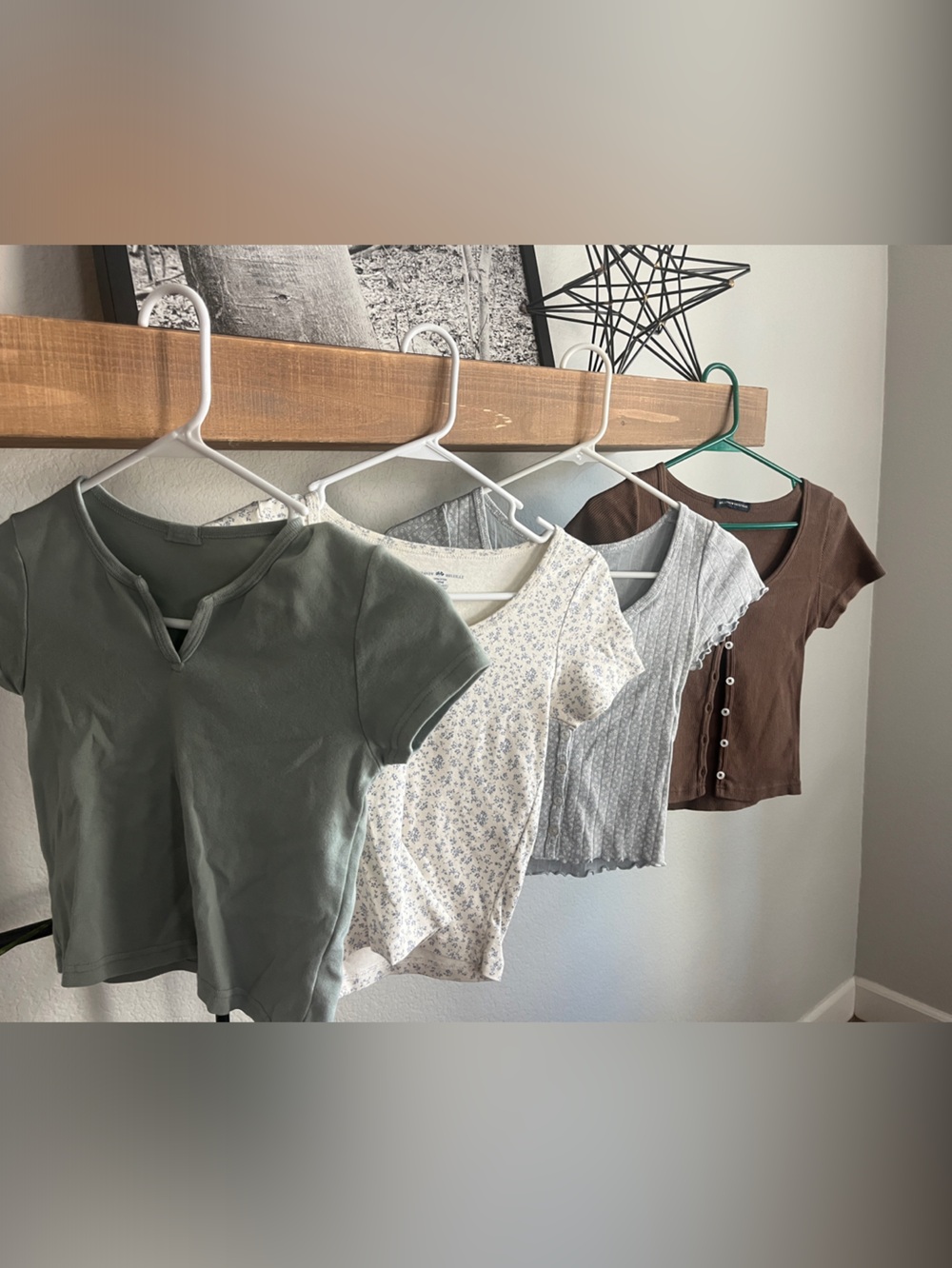 Brandy Melville Olive Green V-Neck Crop Top